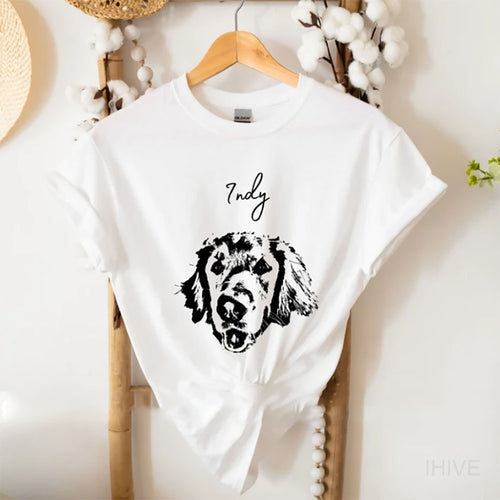 Pet Portrait T-Shirt, Custom Unisex T shirt with Dog Face and Name, Custom Dog T Shirts for Humans, Custom Cat Shirt T-Shirts