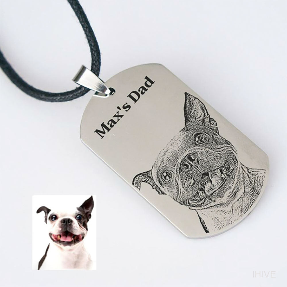 Personalized Pet Photo Necklace, Pet Photo Nameplate Military Brand Necklace Pendant,Personalized Gift, Memorial Gift