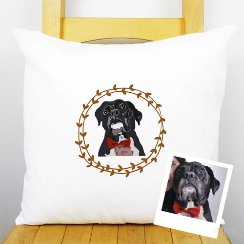 Pet Memorial Keepsake Cushion, Custom Pet Photo Tote Bag Cushion, Custom Illustration from your Dog Photo, Double Sided Cushion, CASE ONLY