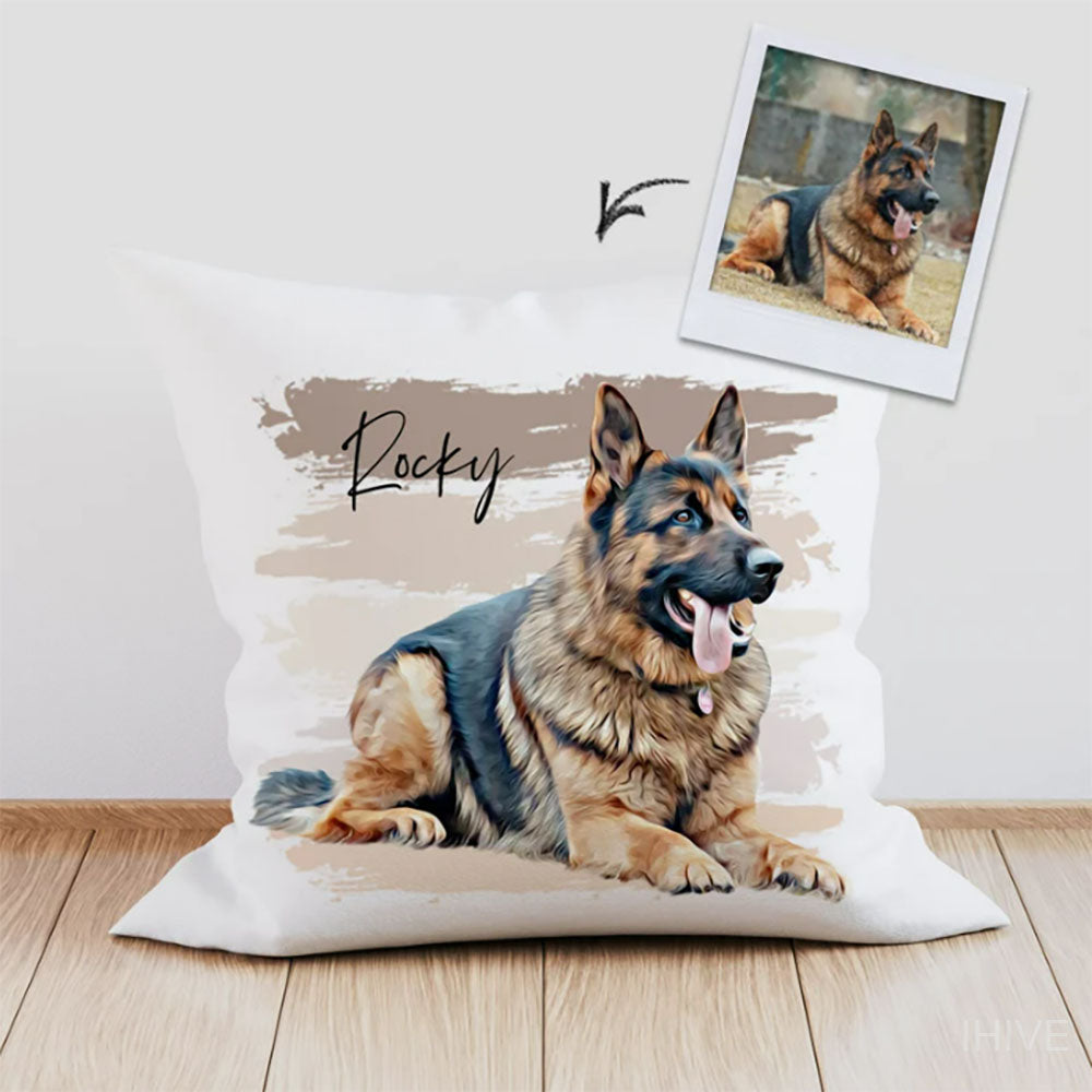 Custom Artist Pet Pillow, Personalised Dog Pillow, Cat Pillow Cover, Dog Lovers Gift, Pet Memorial, Pet Portrait Painting, Double Sided Cushion, CASE ONLY