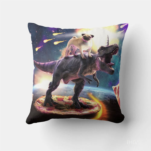 Custom Pet Pillow, Pet Riding Dinosaur Unicorn in Space Cushion, Pet Cushion, Personalized Gift for Dog Lover Pet Owner,  Double Sided Cushion, CASE ONLY