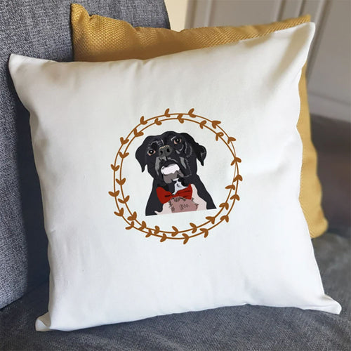 Pet Memorial Keepsake Cushion, Custom Pet Photo Tote Bag Cushion, Custom Illustration from your Dog Photo, Double Sided Cushion, CASE ONLY