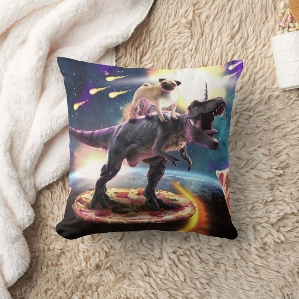 Custom Pet Pillow, Pet Riding Dinosaur Unicorn in Space Cushion, Pet Cushion, Personalized Gift for Dog Lover Pet Owner,  Double Sided Cushion, CASE ONLY