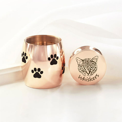 Custom Pet Hair Ashes Storage Jar, Keepsake Box with Pet Portrait Engraving Tooth and Hair Case Personalized Urn Memorial Gift