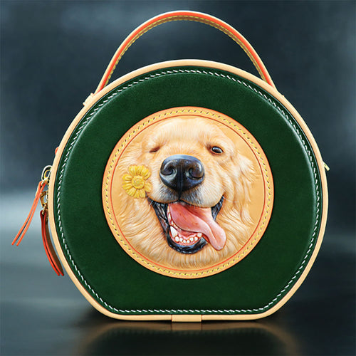 Customized 3D Pet Carving Leather Bag, Leather Chest Bag, Handmade Custom Top Layer Leather, Trendy Men's Cycling Bag, Messenger Bag, Men's Waist Bag, Shoulder Bag, Casual Bag