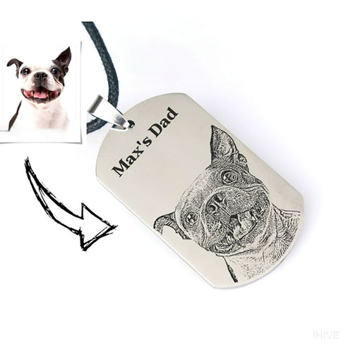 Personalized Pet Photo Necklace, Pet Photo Nameplate Military Brand Necklace Pendant,Personalized Gift, Memorial Gift