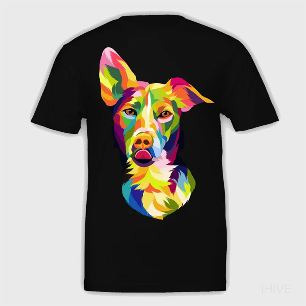 Pet Portrait T-Shirt,Custom Pet T-Shirt Dog or Cat Rainbow Pop Style, Personalized T-shirt, Neon Color, Custom T-shirt, Dog Lover Gift