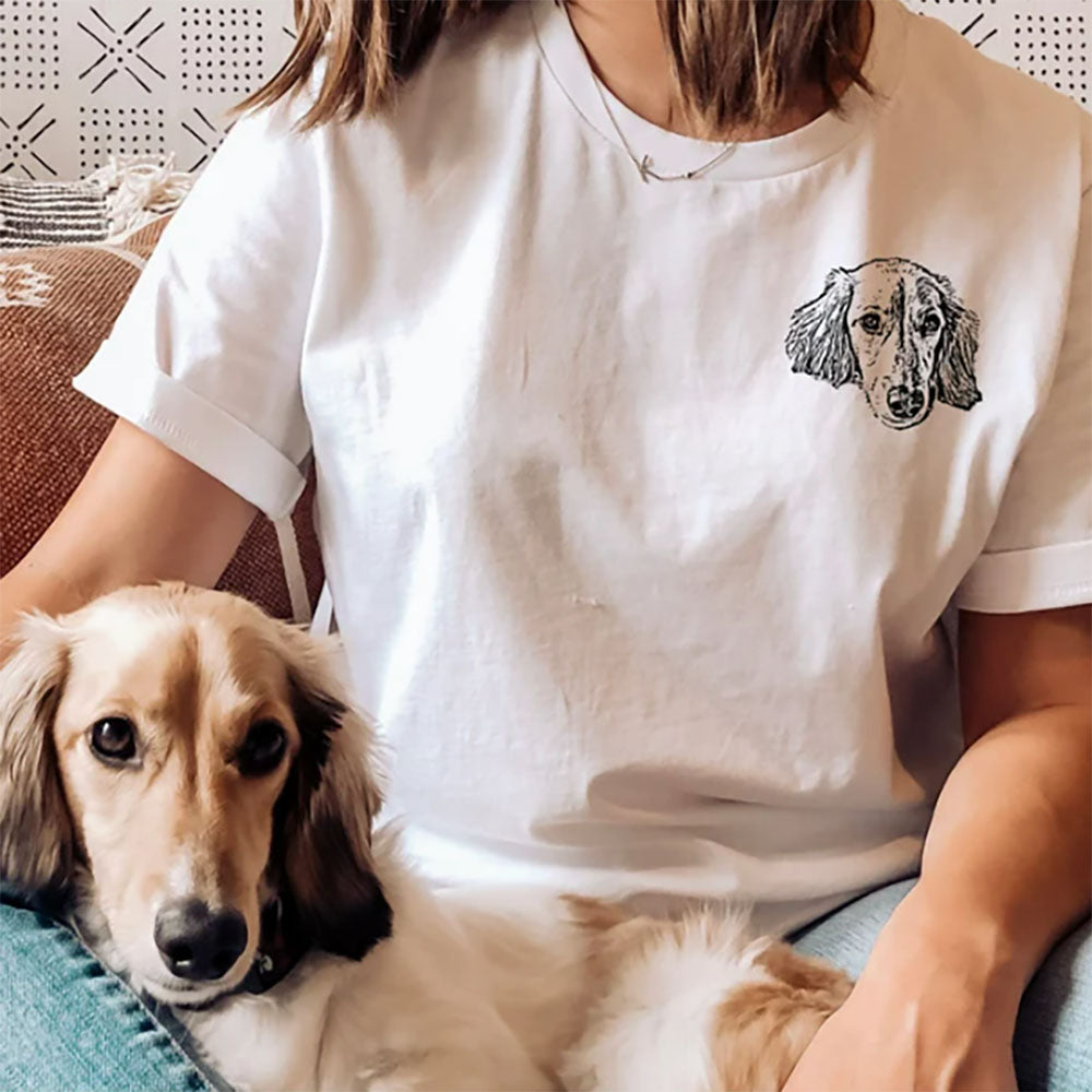 Pet Portrait T-Shirt, Custom Unisex T shirt with Dog Face and Name, Custom Dog T Shirts for Humans, Custom Cat Shirt T-Shirts