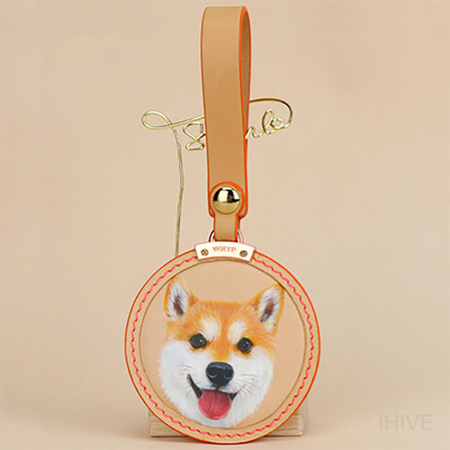 Custom Leather Plane Painting, Leather Pendant Keychain, Hand-painted Portrait Cats and Dogs Pets, Pet Souvenirs