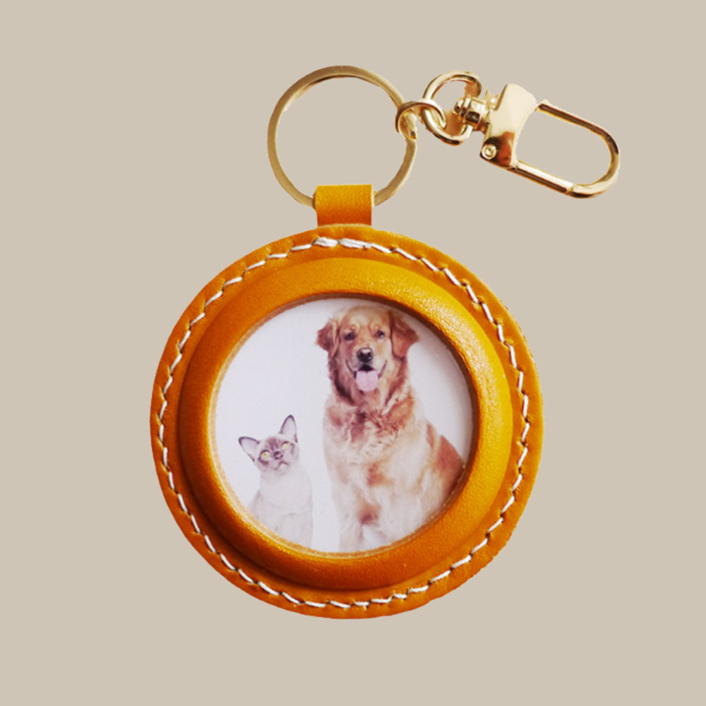 Leather Custom Photo Pendant, Pet Commemorative Dog Tag Keychain Bag Hanging Cat Brand Gift