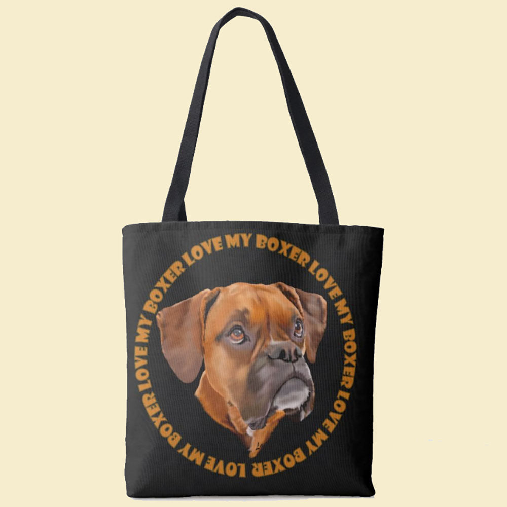 Custom Boxer Dog Tote Bag, Custom Pet Photo Tote Bag, Personalized Tote Bag, Pet Picture Tote Bag, Pet Portrait Bag