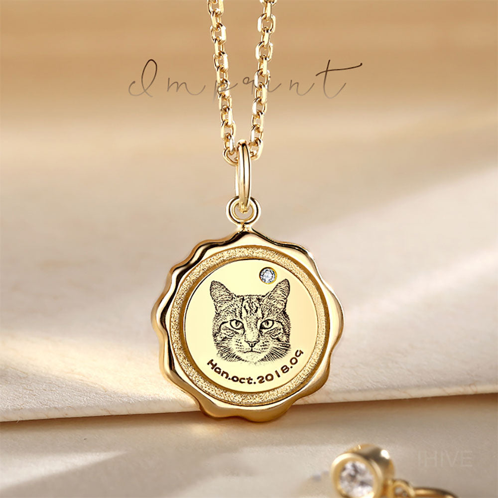 Pet Portrait Name Necklace, Personalized Pet Photo Jewelry, Personalized Gifts, Pet Photo Necklace, Pet Memorial Necklace