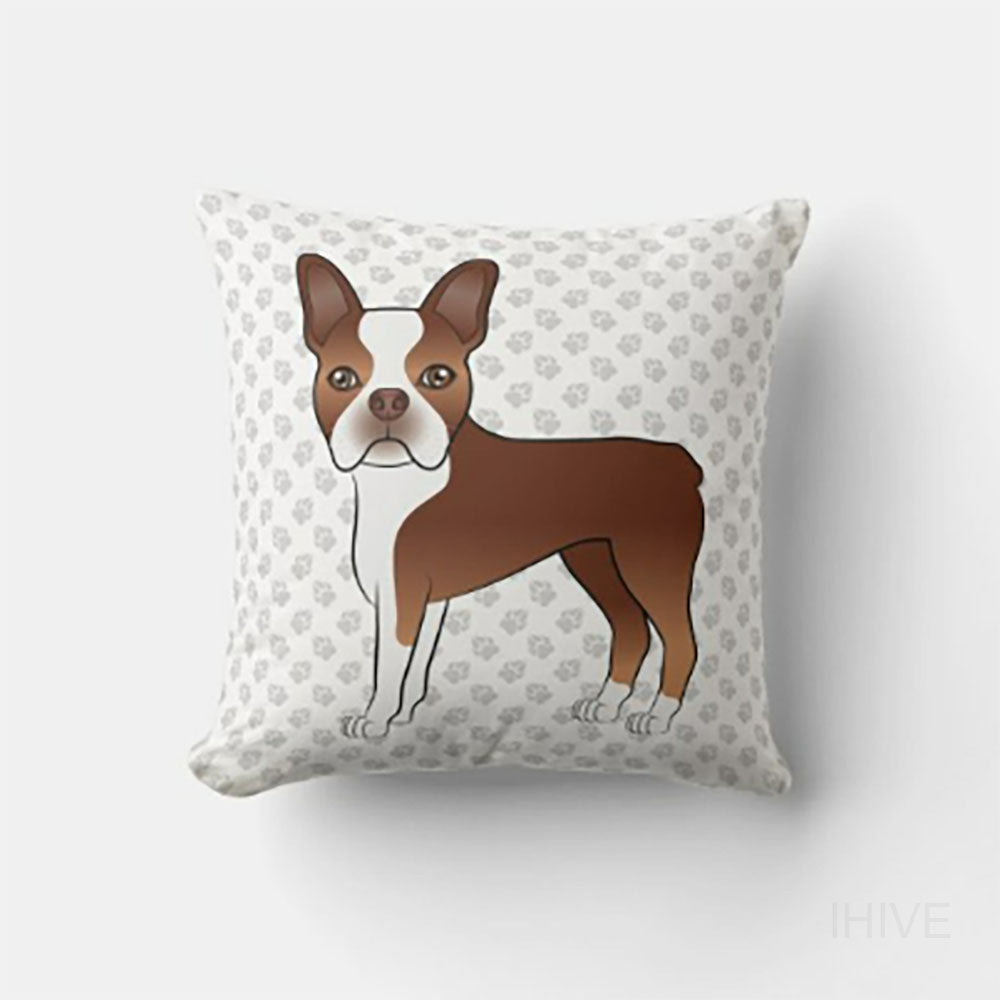 Cute Cartoon Dog Drawing & Paws Cushion, Custom Pet Pillow, Personalized Pet Portrait Pillow, Pet Cushion, Double Sided Cushion, CASE ONLY