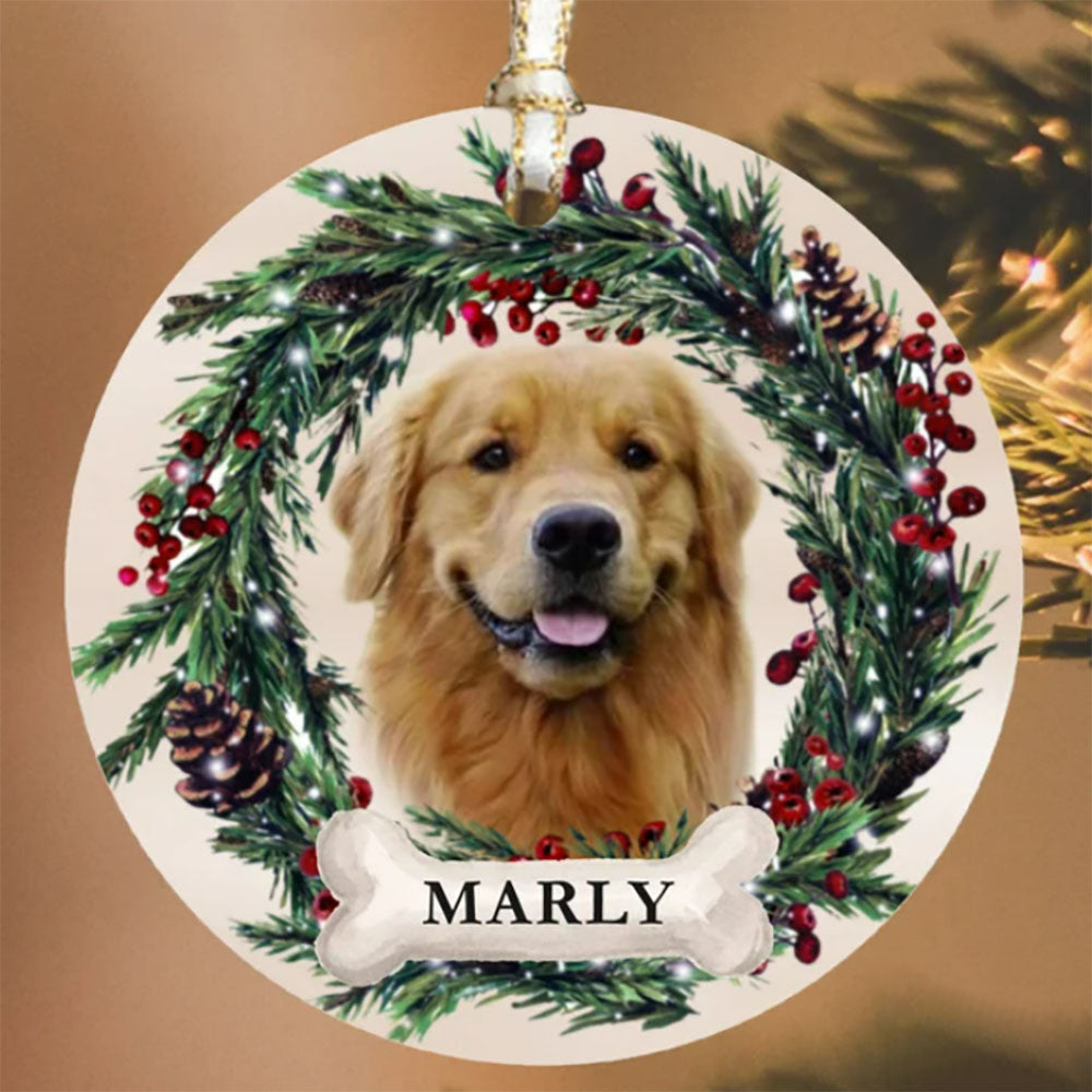 Personalized Pet Ornament, Custom Dog Christmas Ornament, Pet Memorial Ornament, Cat Christmas Photo Ornament, Pet Portrait Name Gift