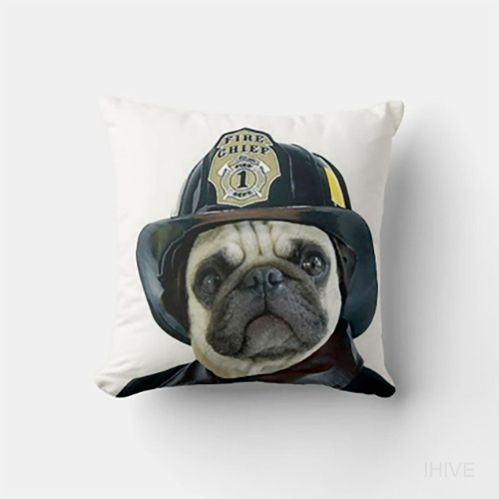 Fireman Pet Cushion, Custom Pet Pillow, Personalized Pet Portrait Pillow, Pet Cushion, Dog Mom, Personalized Mother's Day Gift for Dog Lover, Double Sided Cushion, CASE ONLY