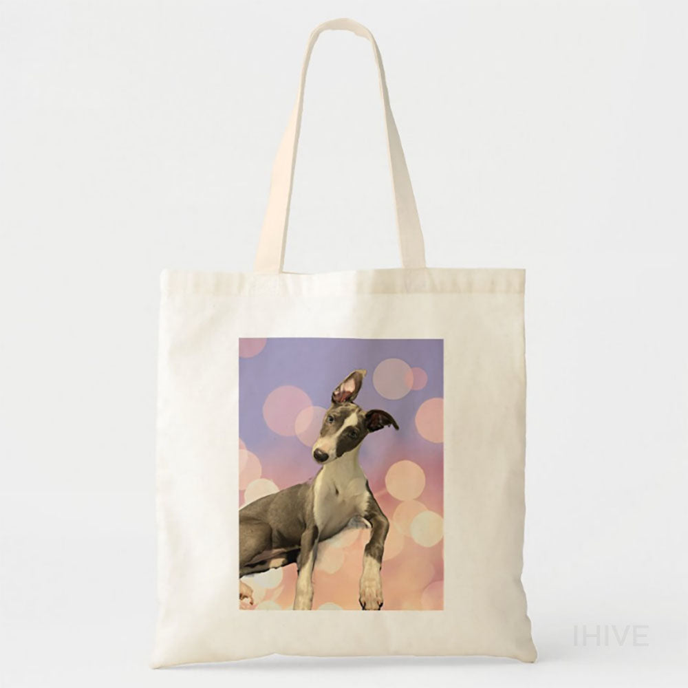 Custom Pet Photo Tote Bag, Colorful Background Pet Tote Bag, Personalized Tote Bag, Pet Picture Tote Bag, Pet Portrait Bag