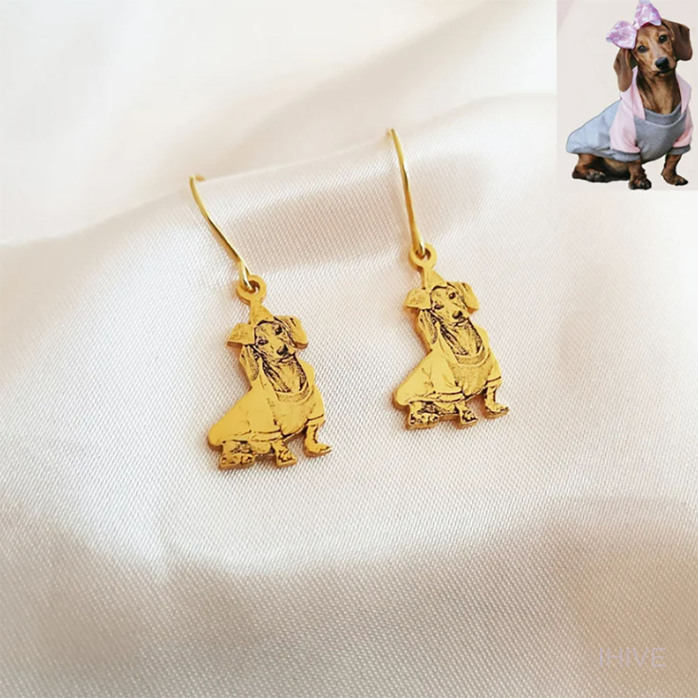 Personalized Pet Photo Earrings, Pet Portrait Gift, Dog Photo Earrings, Cat Photo Earrings, Pet Memorial