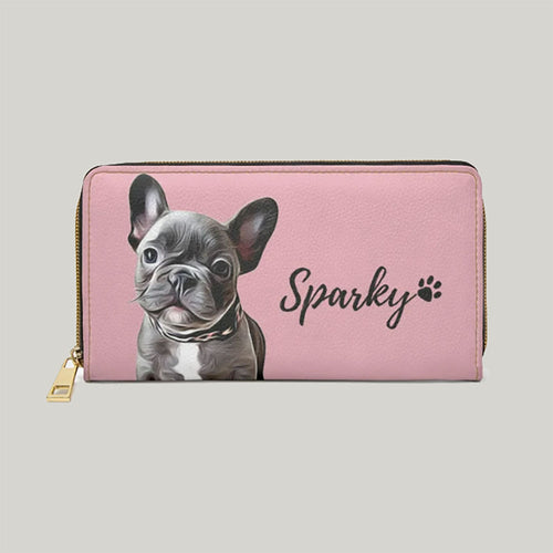 Custom Dog Portrait Zipper Wallet, Custom Pet Zipper Wallet, Custom Dog Wallet, Pet Memorial Gift, Personalized Gif