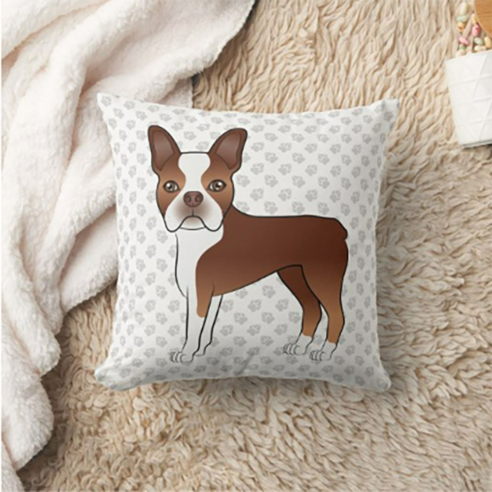 Cute Cartoon Dog Drawing & Paws Cushion, Custom Pet Pillow, Personalized Pet Portrait Pillow, Pet Cushion, Double Sided Cushion, CASE ONLY