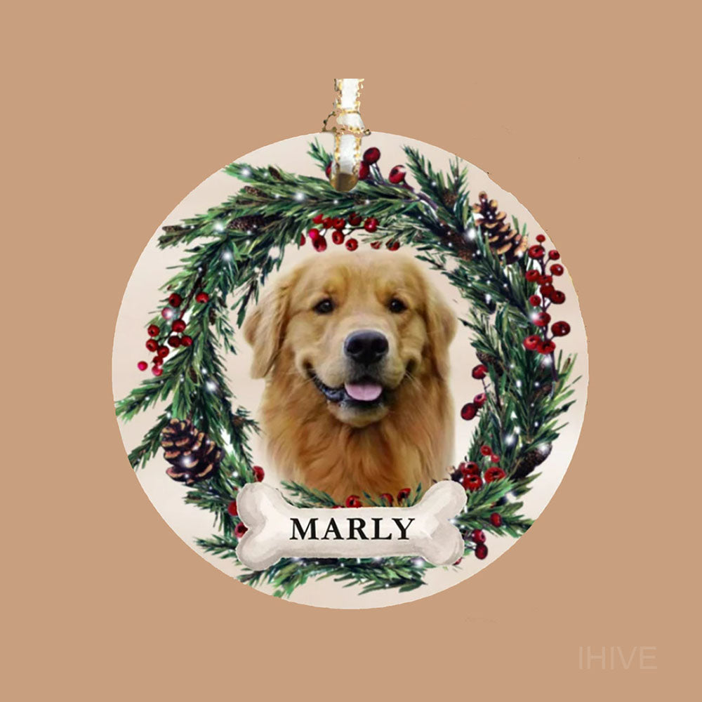 Personalized Pet Ornament, Custom Dog Christmas Ornament, Pet Memorial Ornament, Cat Christmas Photo Ornament, Pet Portrait Name Gift