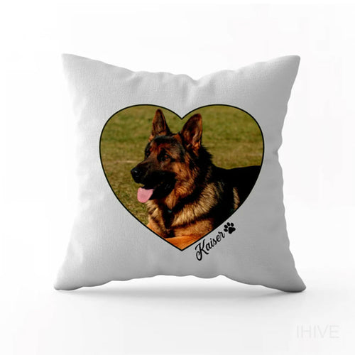 Custom Pet Pillow, Personalized Pet Portrait Heart Pillow, Pet Cushion, Dog Mom, Personalized Mother's Day Gift for Dog Lover, Double Sided Cushion, CASE ONLY