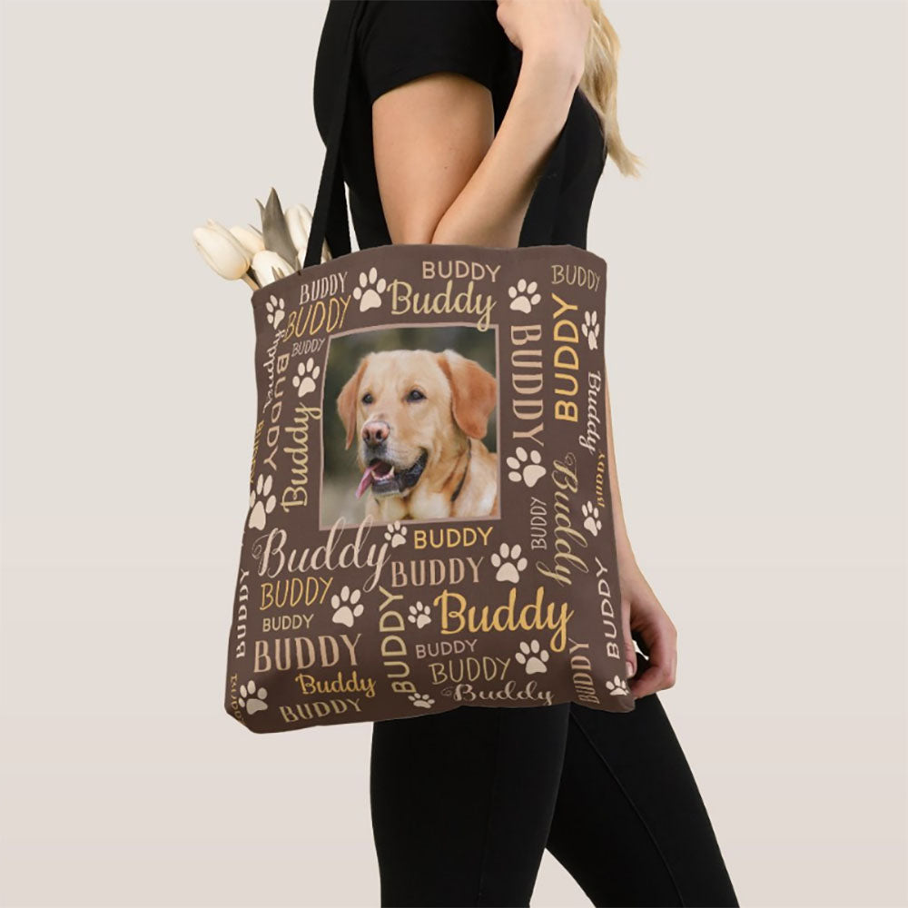 Custom Pet Photo Tote Bag, Personalised Brown Pet Tote Bag, Personalized Tote Bag, Pet Picture Tote Bag, Pet Portrait Bag