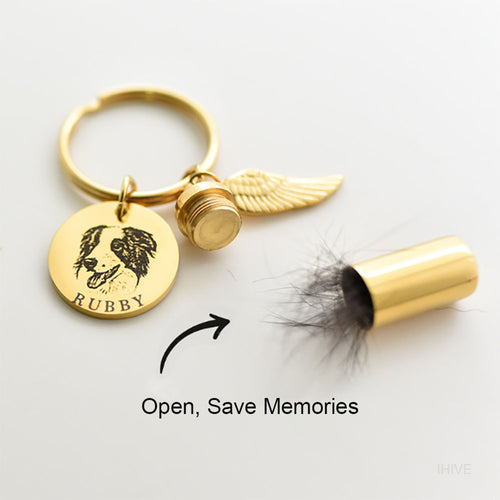 Personalized Pet Photo Keychain, Pet Ashes Hair Teeth Memorial Storage Keychain, Custom Pet Keychain, Pet Memorial Keychain