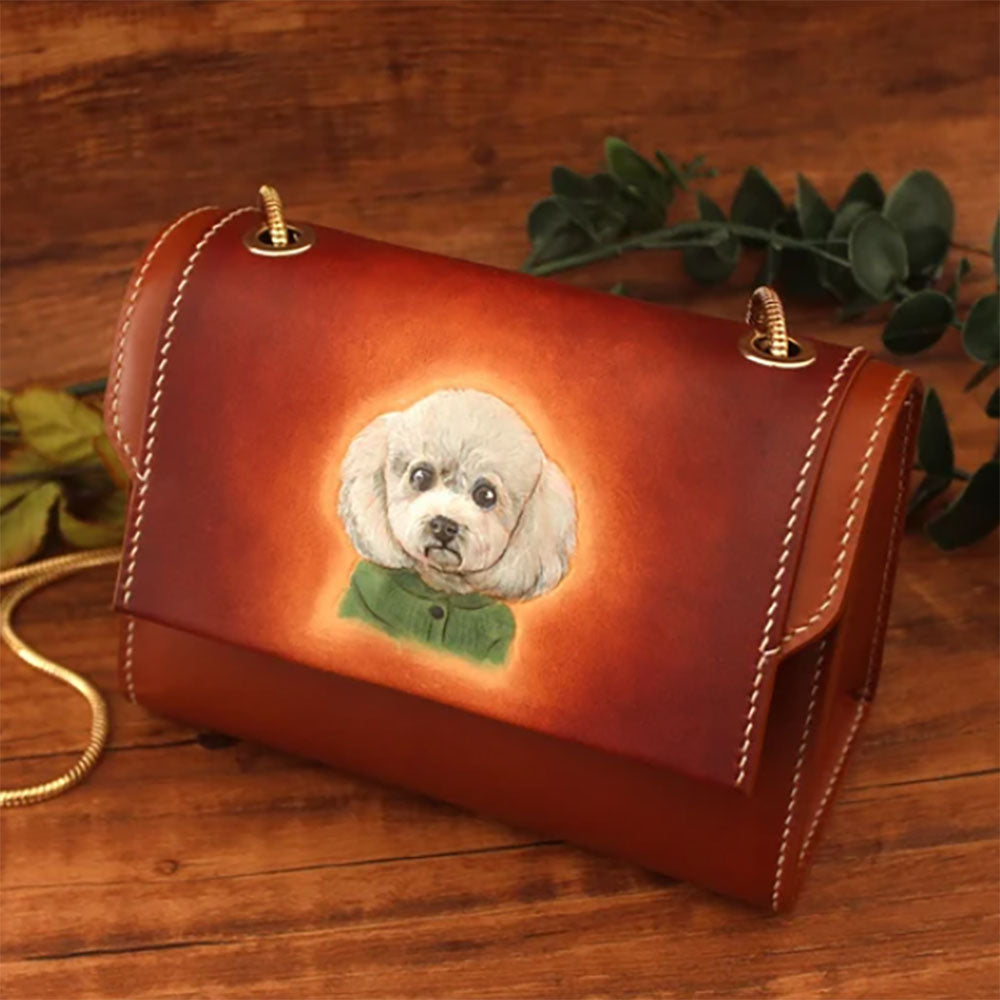 Custom Pet 3D leather bag/Personalized bag/Pet Memorial Gift/Dog Memorial Ornament Gift/Photo Ornaments